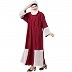 Double layered abaya with embroidered fabric- Maroon-White